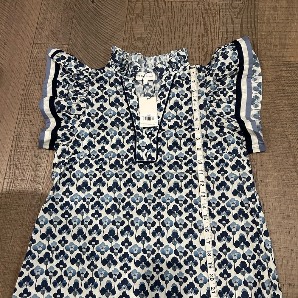 Entro Blue and White Patterned Blouse - Picture 7 of 7